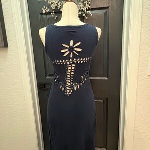 Jean Paul Gaultier Navy Backless Dress with Floral Nautical Cutout